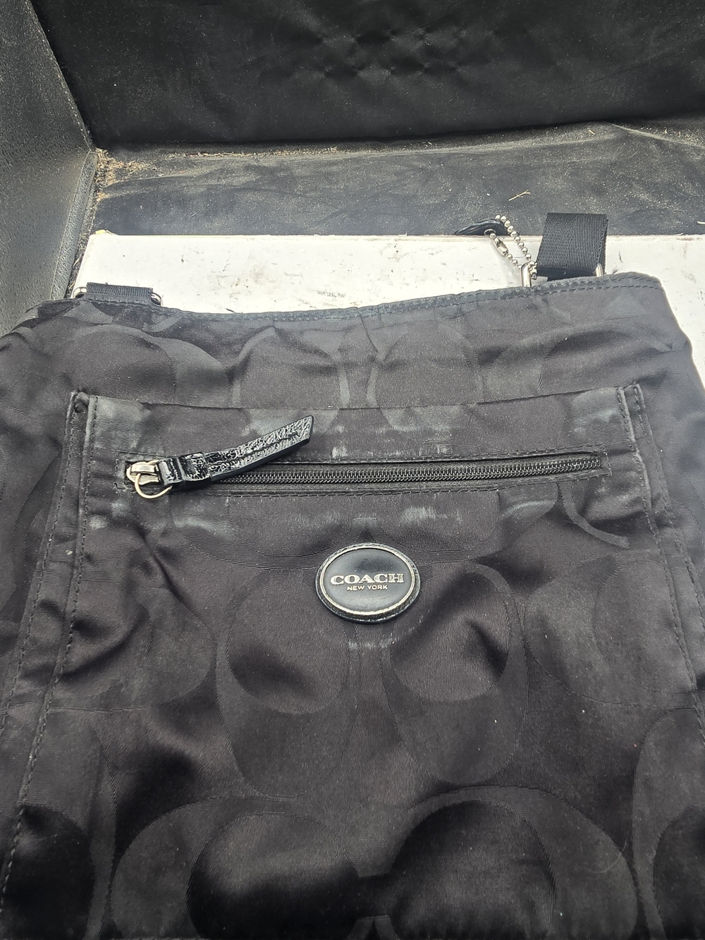 COACH Men's Black Signature Nylon Crossbody Bag